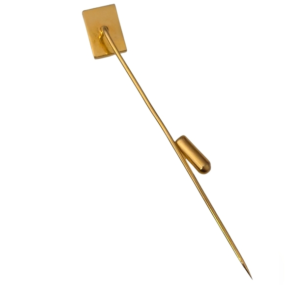 DANDY Stick Pin Gold Fill Black Inlaid Diamond Modernist Masculine Jewelry - Picture 7 of 11